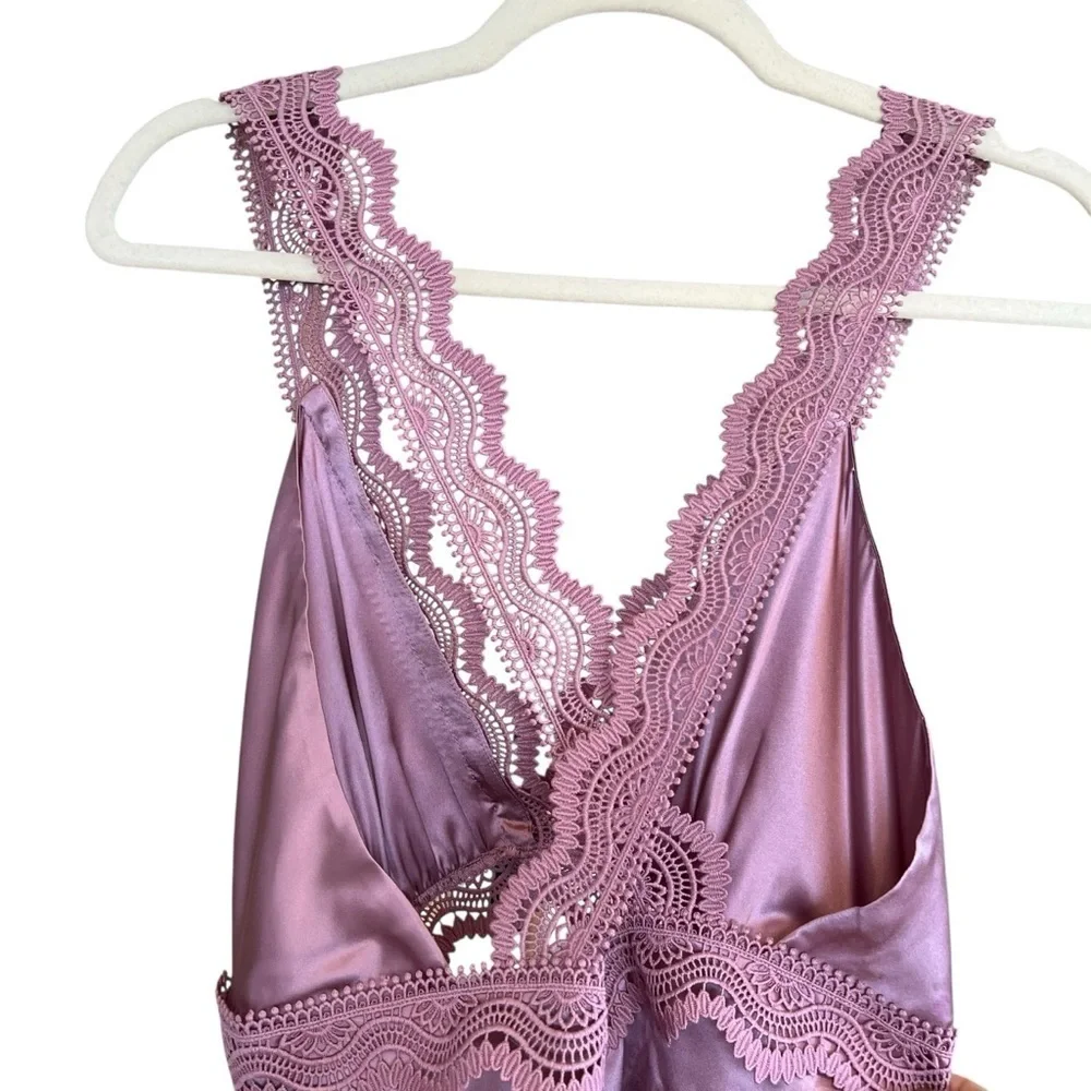 The Kooples Lace Silk Slip Dress Lilac Mauve FR 2 US 6 NWT Contemporary French - Picture 4 of 8